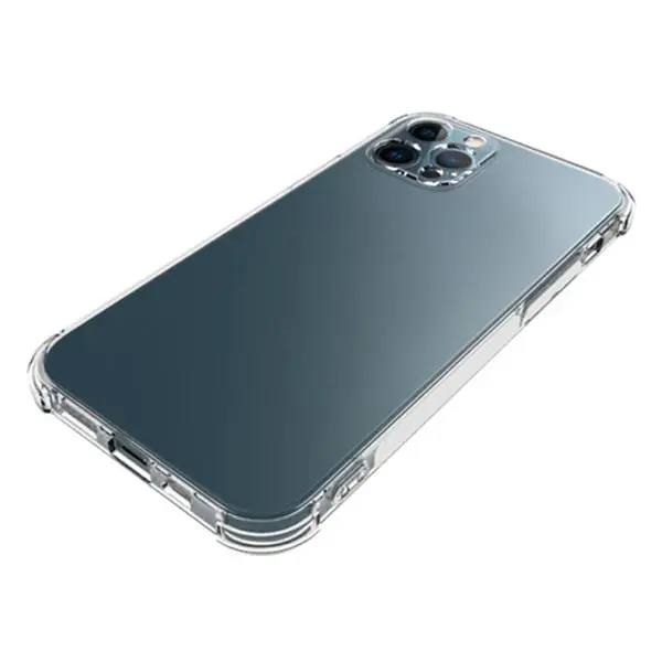 İPhone 12 Pro 6.1 Anti-Drop Silikon Kılıf Kamera Korumalı Şeffaf Silikon Kılıf-(5775)
