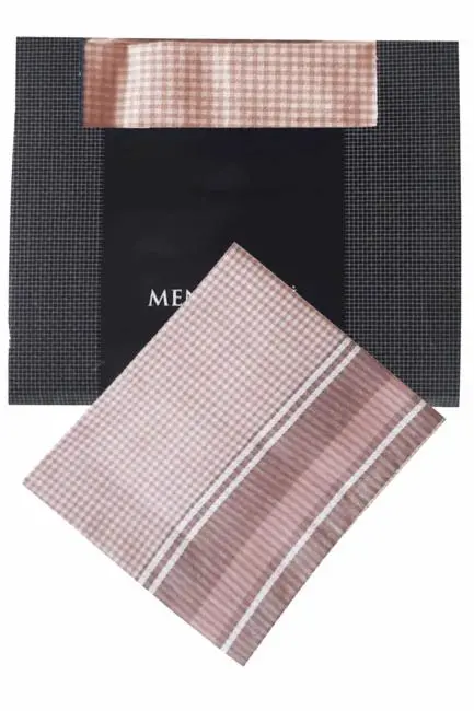 3’lü Özel Paket Premium Erkek Mendil Seti  %100 Pamuk 42x42 cm Kahve