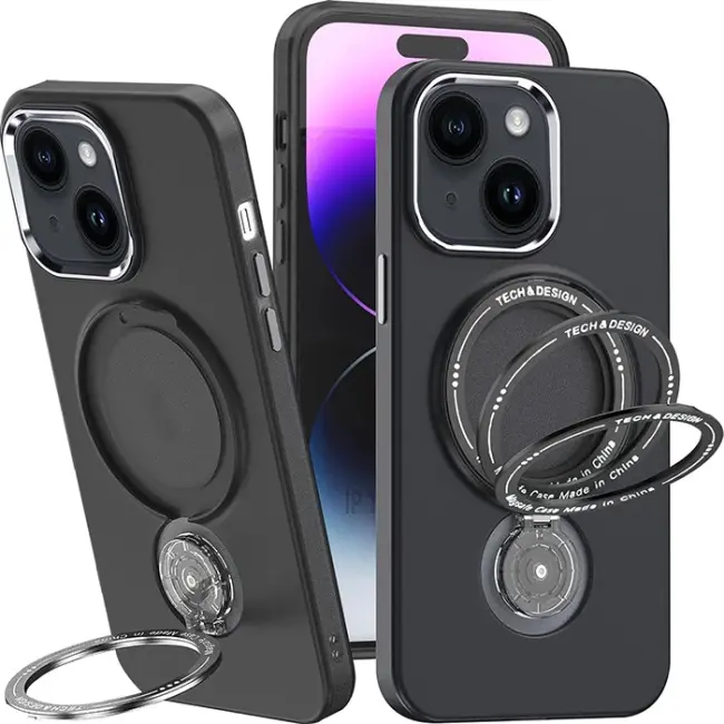 ALLY iPhone 15 İçin Magsafe Uyumlu Standlı Manyetik Silikon Kılıf-(5775)