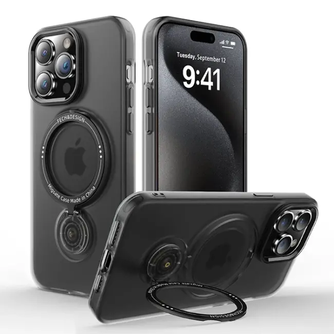 ALLY iPhone 14 Pro Max İçin Magsafe Uyumlu Standlı Manyetik Silikon Kılıf-(5775)