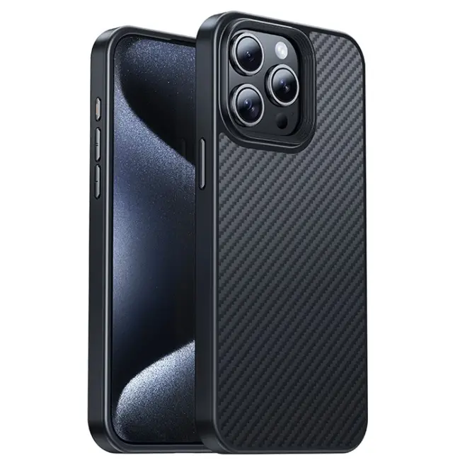 Hoco iPhone 15 Pro Max AS7 Kevlar Kılıf Manyetik Magsafeli Telefon Kılıfı-(5775)