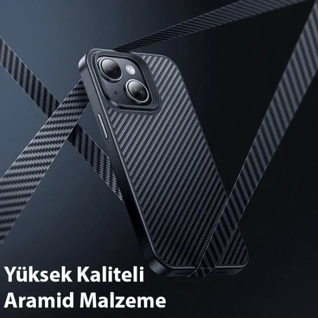 Hoco iPhone 15 Plus AS7 Kevlar Kılıf Manyetik Magsafeli Telefon Kılıfı-(5775)