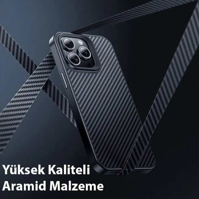 Hoco iPhone 15 Pro AS7 Kevlar Kılıf Manyetik Magsafeli Telefon Kılıfı-(5775)