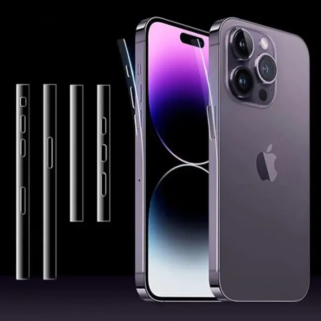 ALLY iPhone 15 Pro Hidrojel Hayalet Yan Alt Üst Kaplama Koruyucu Film-(5775)