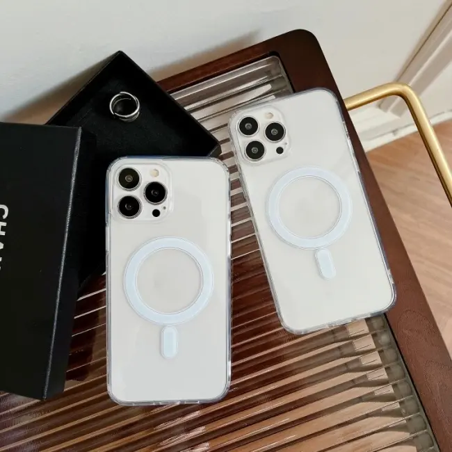 ALLY iPhone 15 Magsafe Uyumlu Manyetik Şeffaf Silikon Kılıf-(5775)