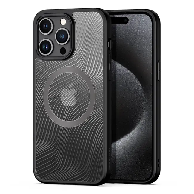 Dux Ducis iPhone 15 Pro Max Aimo Series MagSafe Premium Buzlu Sert PC-TPU Kılıf-(5775)