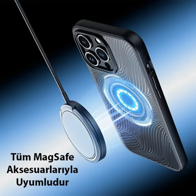 Dux Ducis iPhone 15 Pro Aimo Series MagSafe Premium Buzlu Sert PC-TPU Kılıf-(5775)