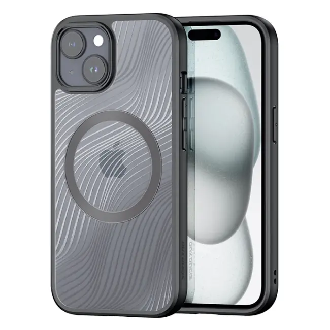 Dux Ducis iPhone 15 Plus Aimo Series MagSafe Premium Buzlu Sert PC-TPU Kılıf-(5775)