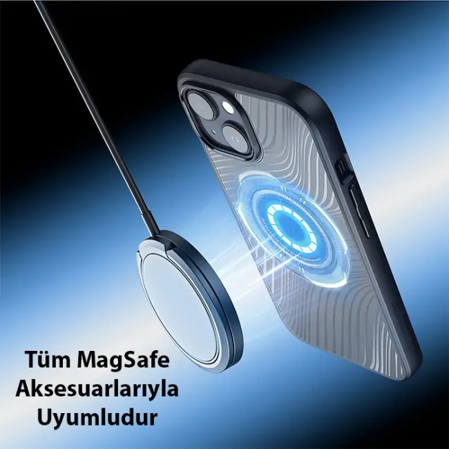 Dux Ducis iPhone 15 Plus Aimo Series MagSafe Premium Buzlu Sert PC-TPU Kılıf-(5775)