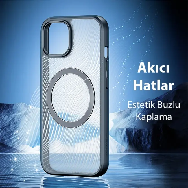 Dux Ducis iPhone 15 Aimo Series MagSafe Premium Buzlu Sert PC-TPU Kılıf-(5775)