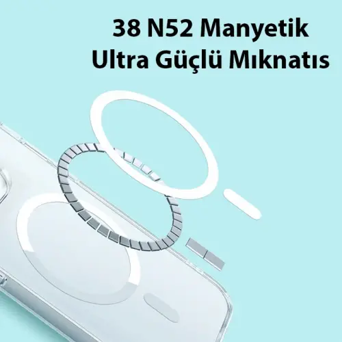Baseus iPhone 15 Pro Max Crystal Serisi Manyetik Magsafe Silikon Kılıf + Tempered Ekran Koruyucu Set-(5775)