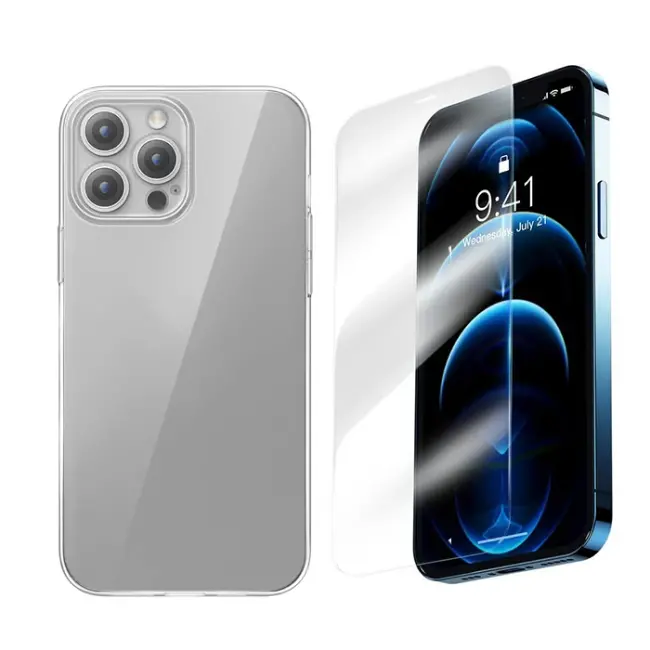 Baseus iPhone 15 Pro Max Corning Serisi Silikon Kılıf + Tempered Ekran Koruyucu Set-(5775)