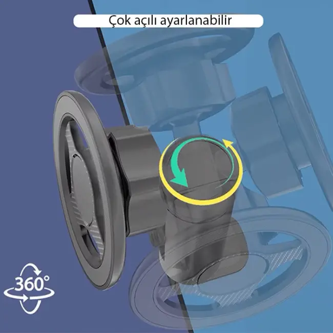 ALLY Magsafe Uyumlu Masa Koltuk Klipsli Manyetik Telefon Tutucu-(5775)