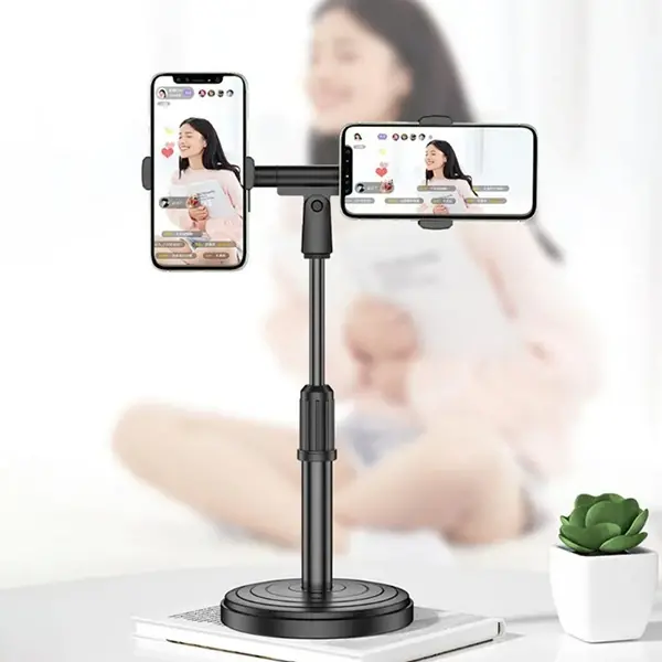 ALLY Masaüstü Youtube Tiktok Canlı Yayın Çift Telefon Tutucu Stand-(5775)