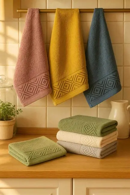 6 Parça Mutfak Havlusu Seti %100 Pamuklu Baklava