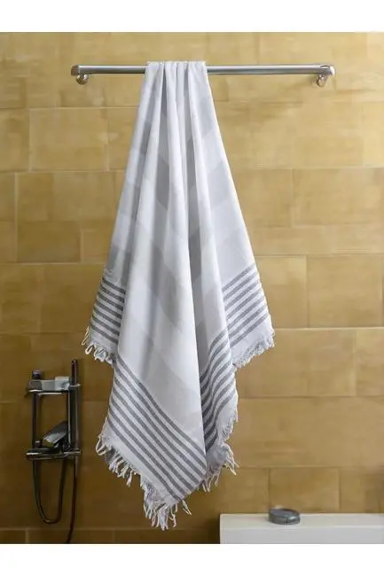 Pure Linen 90x170 cm Doğal Pamuk Peştamal Havlu Gri