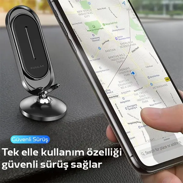 KUULAA Universal Mıknatıslı Standlı Cep Telefon Araç Tutucu Aluminum-(5775)