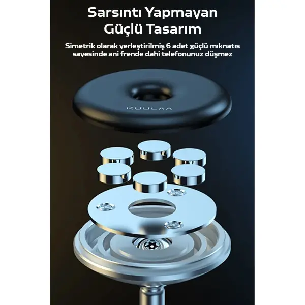 KUULAA Güçlü Mıknatıslı Manyetik Standlı Cep Telefon Araç Tutucu-(5775)