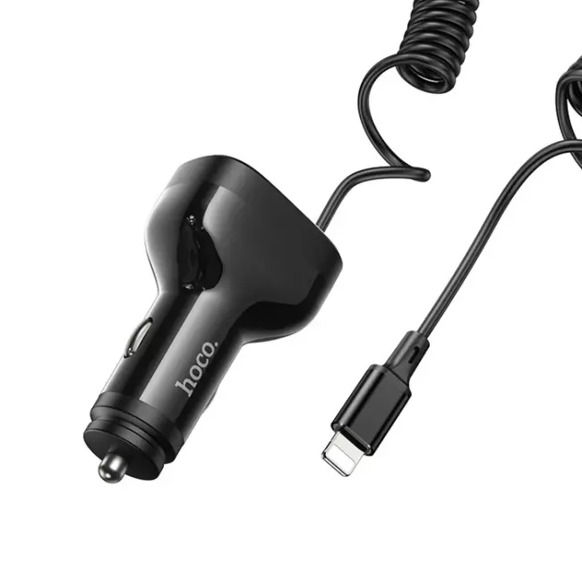 HOCO NZ11A 30W 2 USB+ Type-C Girişli iPhone Kablolu Araç Çakmaklık Şarj Aleti-(5775)