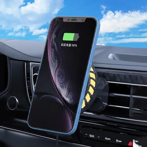 ALLY W06 MagSafe RGB 15W Kablosuz Hızlı Şarj Cihazı ve Araç İçi Telefon Tutucu-(5775)