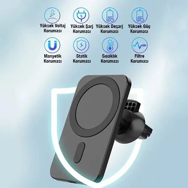Ally N16 15W Magsafe Uyumlu Araç İçi Telefon Tutucu-(5775)