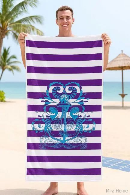 SeaDream Tropikal Desenli Plaj Havlusu 70X140 Cm Çapa