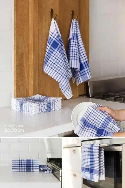 10 lu Lüks Bulaşık Kurulama Bezi ve Mutfak Peçetesi 50x70 Cm Daily Mavi