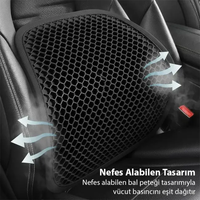 ALLY Jel Destekli Ortopedik Bel Sırt Minderi | Araç Ofis ve Ev Koltukları İçin Ergonomik Bel Sırt Destek Minderi-(5775)