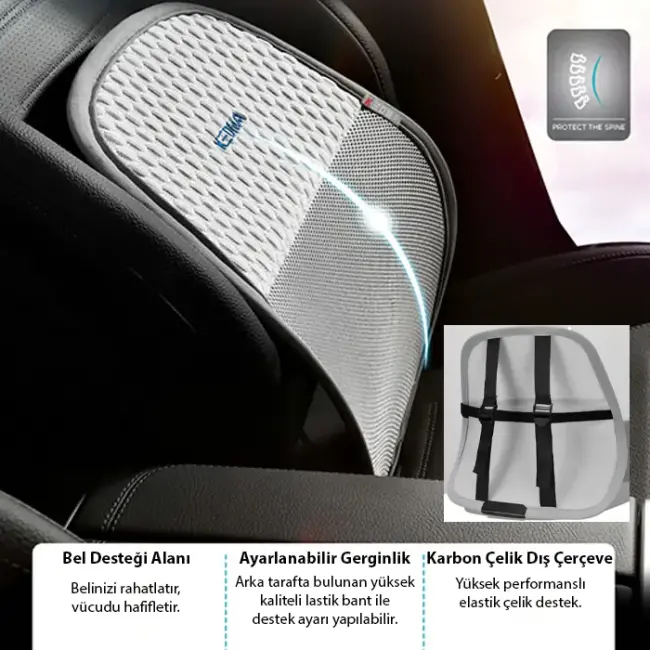 ALLY AirMesh Pro Ergonomik Bel Destek Minderi – Araba ve Ofis İçin Sırt Destek Yastığı-(5775)