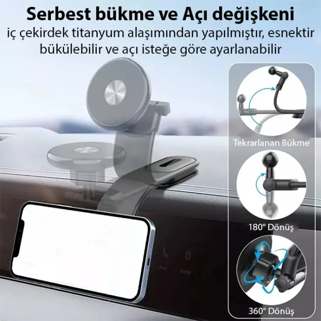 ALLY Ayarlanabilir Araç İçi Torpido Üstü Manyetik Telefon Tutucu-(5775)