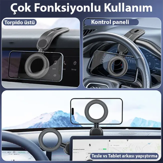 ALLY Magsafe Uyumlu Araç İçi Torpido Üstü Manyetik Telefon Tutucu-(5775)