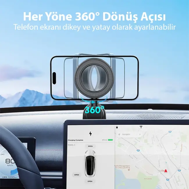 ALLY Magsafe Uyumlu Araç İçi Torpido Üstü Manyetik Telefon Tutucu-(5775)