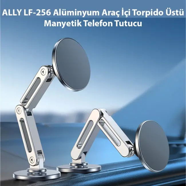 ALLY LF-256 Alüminyum Araç İçi Torpido Üstü Manyetik Telefon Tutucu-(5775)