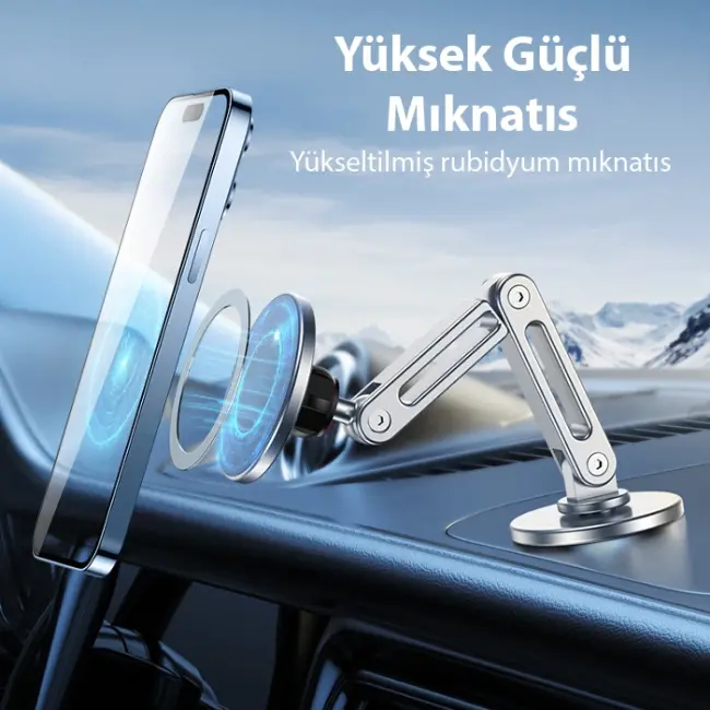 ALLY LF-256 Alüminyum Araç İçi Torpido Üstü Manyetik Telefon Tutucu-(5775)