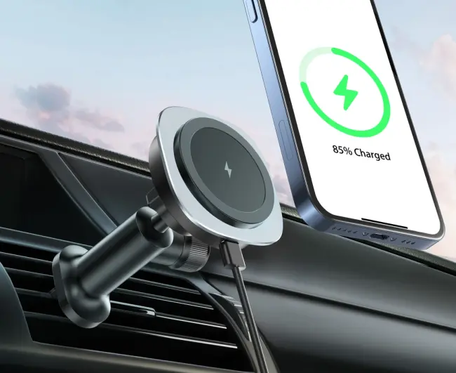 ALLY QI-206 Magsafe Uyumlu Araç Içi 15W Kablosuz Hızlı Şarj Telefon Tutucu-(5775)