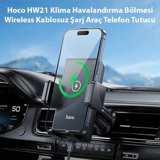 Hoco HW21 Klima Havalandırma Bölmesi Wireless Kablosuz Şarj Araç Telefon Tutucu-(5775)