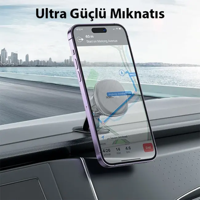 Hoco H30 360° Dönebilen Torpido Üstü Araç içi Magsafe Manyetik Araç İçi Telefon Tutucu-(5775)