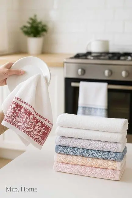 6 lı %100 Pamuklu Mutfak Havlusu Seti 30x50 Cm  Zarafet