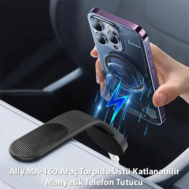Ally MA-160 Araç Torpido Üstü Katlanabilir Manyetik Telefon Tutucu-(5775)