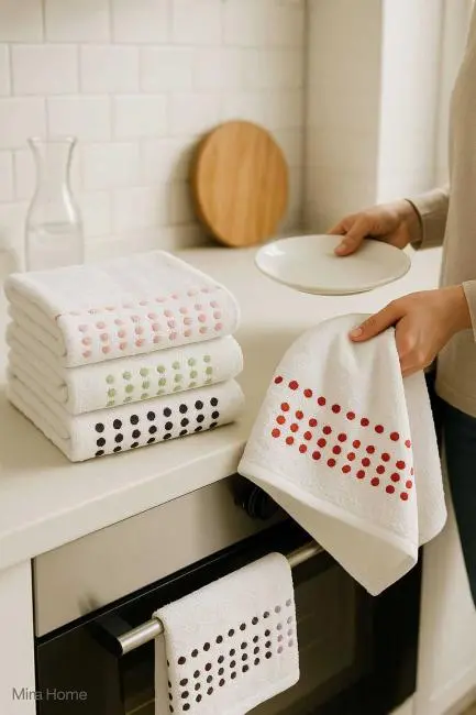 6 lı %100 Pamuklu Mutfak Havlusu Seti 30x50 Cm  Happy Points