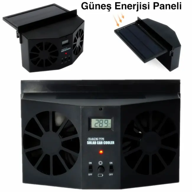 Ally R-8032 Güneş Enerjili Çift Fanlı Solar Oto Araç Havalandırma-(5775)