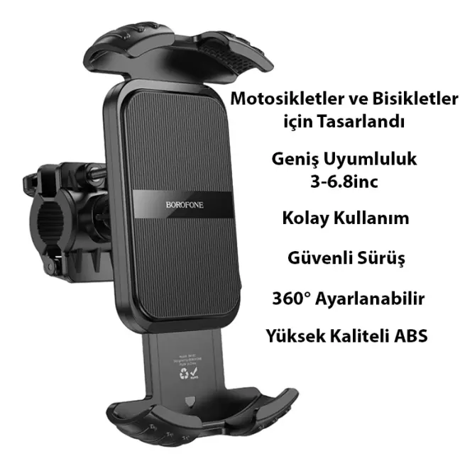 Ally Borofone BH105 Crown Gidon Bağlantılı Bisiklet ve Motosiklet Telefon Tutucu-(5775)