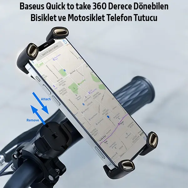 Baseus Quick to take 360 Derece Dönebilen Bisiklet ve Motosiklet Telefon Tutucu-(5775)