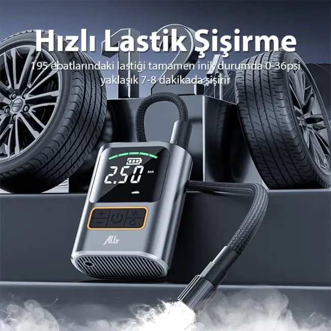 ALLY ST-5528 Dijital Basınç Göstergeli Oto Lastik Şişirme Pompası Hava Kompresörü-(5775)