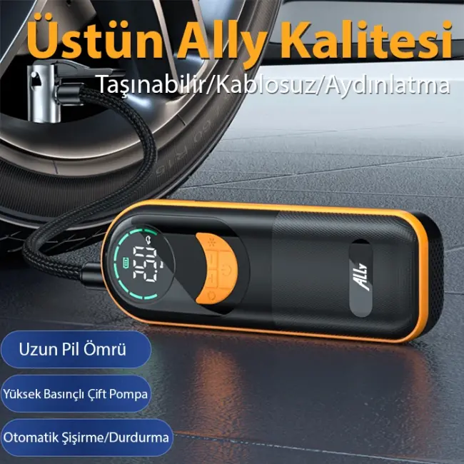 ALLY ST-5520 Dijital Basınç Göstergeli Oto Lastik Şişirme Pompası Hava Kompresörü-(5775)