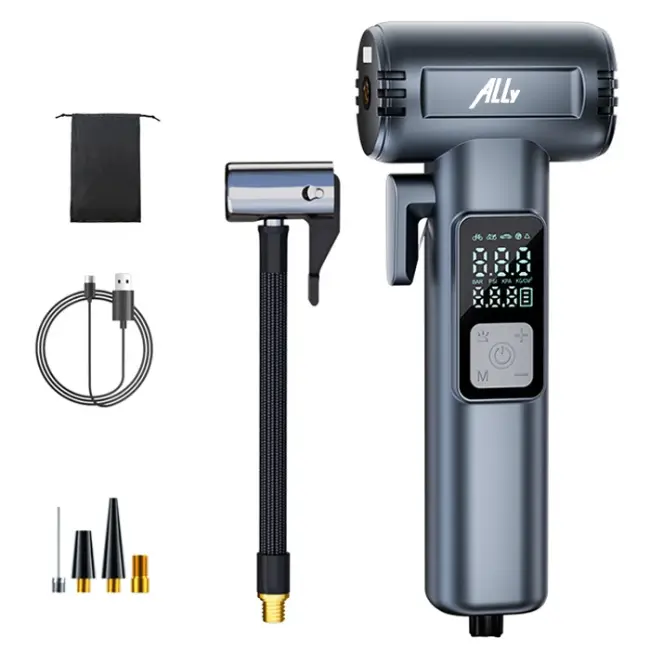 Ally ST-5530 Dijital  Şarjlı Araç Lastik Hava Şişirme Pompası Powerbank Pencere kırıcı-(5775)