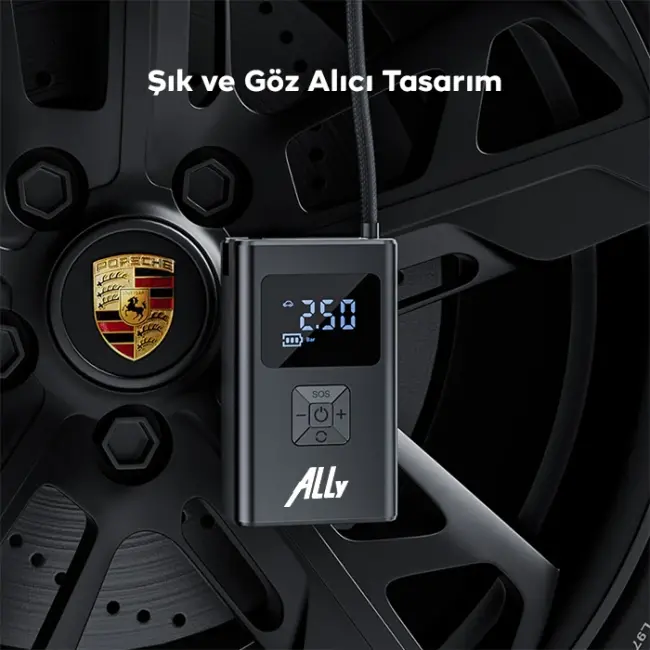ALLY ST-5522 Şarjlı lastik şişirme hava kompresör pompası 12V LED ışıklı-(5775)