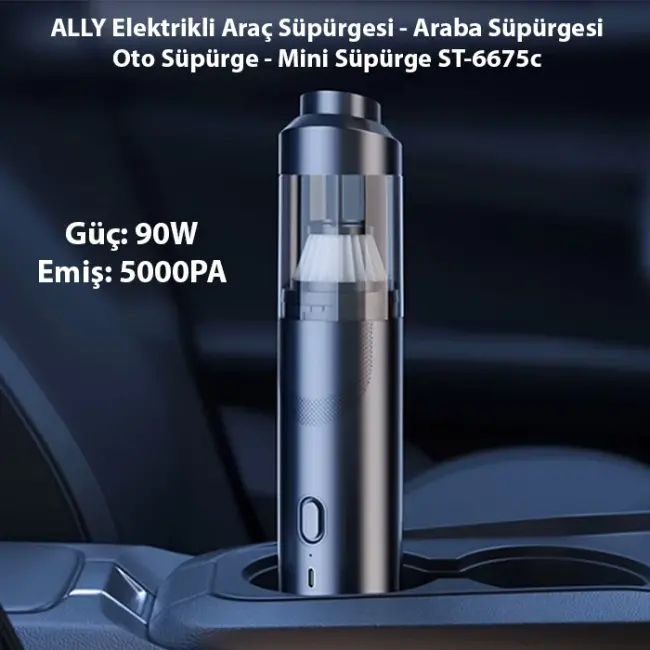 ALLY Elektrikli Araç Süpürgesi - Araba Süpürgesi - Oto Süpürge - Mini Süpürge ST-6675c-(5775)
