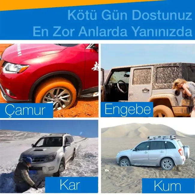 ALLY Araç Lastik Kar ve Çamur Paleti Tekerlek Patinaj Pedi Katlanabilir-(5775)