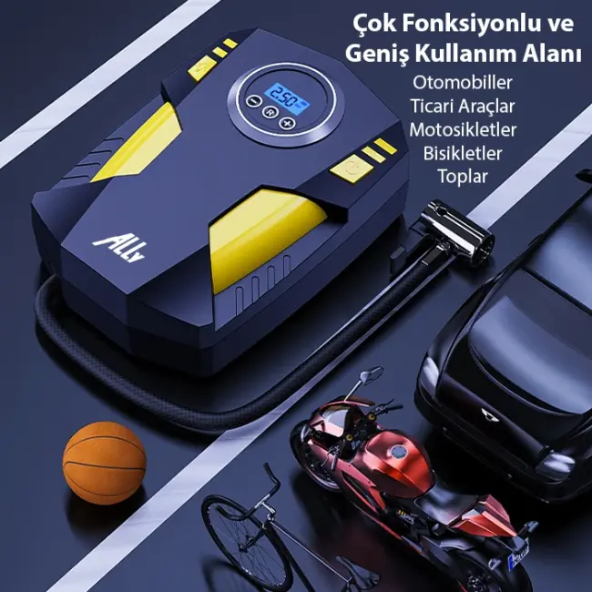 ALLY ST-5002 Dijital Basınç Göstergeli Oto Lastik Şişirme Pompası Hava Kompresörü-(5775)